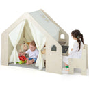 Montessori Style Indoor Playhouse with Storage Bin and Floor Mat for Toddlers Aged 2-6 Years Old-Beige by LJGDeals