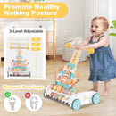 Wooden Baby Walker with Adjustable Heights and Smooth Wheels-White by LJGDeals