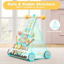 Wooden Baby Walker with Adjustable Heights and Smooth Wheels-White by LJGDeals