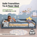 Twin Montessori Floor Bed with Safety Guardrails