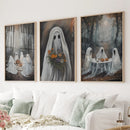 Moody Halloween Ghosts Trendy Wall Art Poster by Wall Art Set