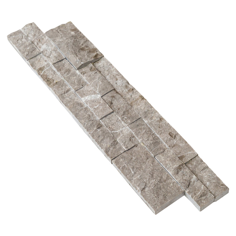 Moon Grey Ledger 3D Panel 6"x24" - Split-face Natural Marble Wall Tile