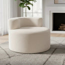 Moon-Shaped Floor Single Sofa Chair with Soft Teddy Fleece-Beige by LJGDeals