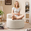 Moon-Shaped Floor Single Sofa Chair with Soft Teddy Fleece-Beige by LJGDeals