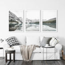 Moraine Lake Nature 3 Piece Wall Art. Nordic Mountain Prints by Wall Art Set