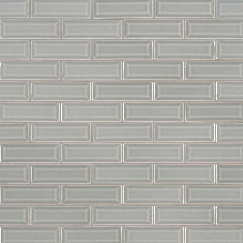 MSI Morning Fog Beveled Polished Ceramic Mosaic Wall Tile 2"x6"