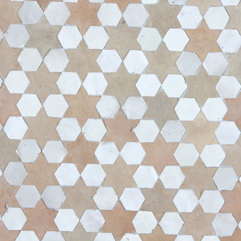 Snow & Clay - Moroccan Zellige Star Mosaic by Tilesofezra