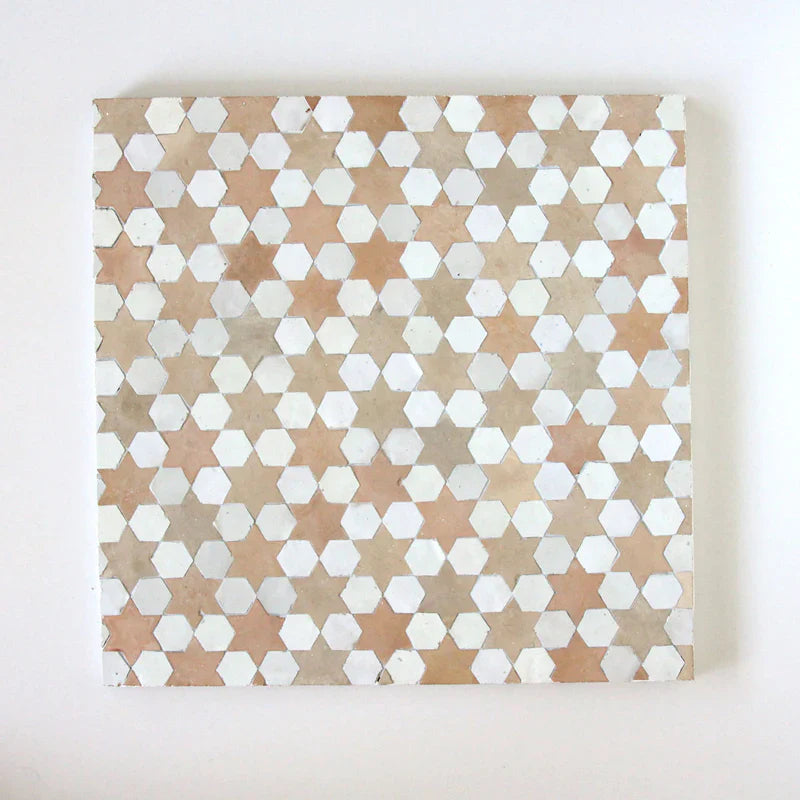 Snow & Clay - Moroccan Zellige Star Mosaic by Tilesofezra