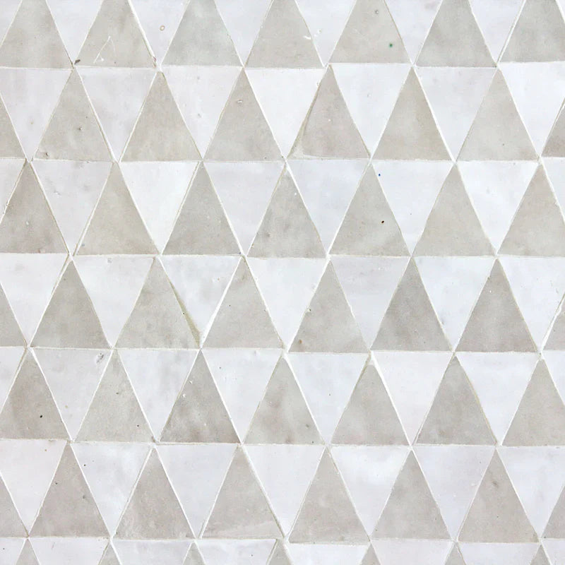 Snow & Dust - Tulum Triangle Moroccan Zellige Mosaic by Tilesofezra