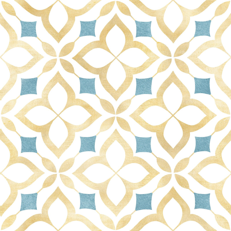 Yellow and Blue Moroccan Mosaic Peel and Stick Wallpaper