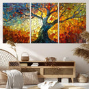 Mosaic Tree Canvas Wall Art – Vibrant Stained Glass-Inspired