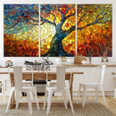Mosaic Tree Canvas Wall Art – Vibrant Stained Glass-Inspired
