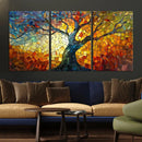 Mosaic Tree Canvas Wall Art – Vibrant Stained Glass-Inspired