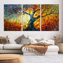 Mosaic Tree Canvas Wall Art – Vibrant Stained Glass-Inspired