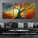 Mosaic Tree Canvas Wall Art – Vibrant Stained Glass-Inspired