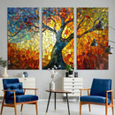 Mosaic Tree Canvas Wall Art – Vibrant Stained Glass-Inspired