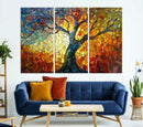 Mosaic Tree Canvas Wall Art – Vibrant Stained Glass-Inspired