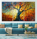 Mosaic Tree Canvas Wall Art – Vibrant Stained Glass-Inspired
