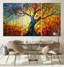 Mosaic Tree Canvas Wall Art – Vibrant Stained Glass-Inspired