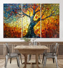 Mosaic Tree Canvas Wall Art – Vibrant Stained Glass-Inspired