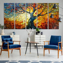 Mosaic Tree Canvas Wall Art – Vibrant Stained Glass-Inspired
