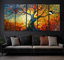 Mosaic Tree Canvas Wall Art – Vibrant Stained Glass-Inspired