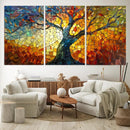 Mosaic Tree Canvas Wall Art – Vibrant Stained Glass-Inspired