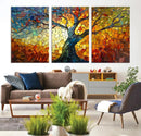 Mosaic Tree Canvas Wall Art – Vibrant Stained Glass-Inspired