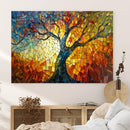Mosaic Tree Canvas Wall Art – Vibrant Stained Glass-Inspired