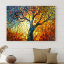 Mosaic Tree Canvas Wall Art – Vibrant Stained Glass-Inspired