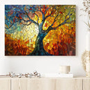 Mosaic Tree Canvas Wall Art – Vibrant Stained Glass-Inspired