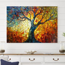 Mosaic Tree Canvas Wall Art – Vibrant Stained Glass-Inspired
