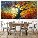 Mosaic Tree Canvas Wall Art – Vibrant Stained Glass-Inspired