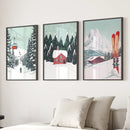 Ski Lifts, Cozy Cabin, and Snowy Peaks Wall Art by Wall Art Set