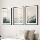 Set of 3 Mountain Forrest Decor Prints Wall Art by Wall Art Set