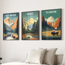 Rocky Mountain, Yosemite, Yellowstone. National Park Wall Art by Wall Art Set