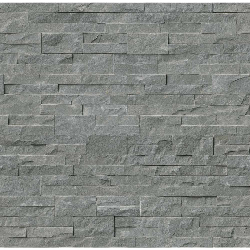 Mountain bluestone splitface ledger panel 6X24 natural sandstone wall tile LPNLDMOUBLU624 product shot multiple tiles top view