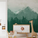 Serene Mountain Forest Wallpaper - Tranquil Green Landscape Mural