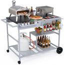 Movable Grill Table with 2 Spice Containers and Station for Backyard and BBQ by LJGDeals