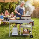 Movable Grill Table with 2 Spice Containers and Station for Backyard and BBQ by LJGDeals