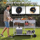 Movable Grill Table with 2 Spice Containers and Station for Backyard and BBQ by LJGDeals