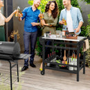 Movable Outdoor Dining Cart Table HDPE Pizza Oven Stand Table with Stainless Steel Tabletop-Black by LJGDeals
