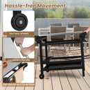 Movable Outdoor Dining Cart Table HDPE Pizza Oven Stand Table with Stainless Steel Tabletop-Black by LJGDeals