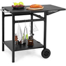Movable Outdoor Grill Cart with Folding Tabletop and Hooks-Black by LJGDeals