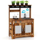 Mud Kitchen Fir Wood Play Kitchen with 4 Panting Pots Faucet Removable Sink-Natural by LJGDeals