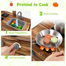 Mud Kitchen Fir Wood Play Kitchen with 4 Panting Pots Faucet Removable Sink-Natural by LJGDeals