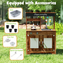 Mud Kitchen Fir Wood Play Kitchen with 4 Panting Pots Faucet Removable Sink-Natural by LJGDeals