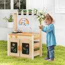 Kids Mud Kitchen Fir Wood Playset with Planting Pots and Blackboards-Natural by LJGDeals