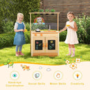 Kids Mud Kitchen Fir Wood Playset with Planting Pots and Blackboards-Natural by LJGDeals