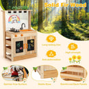 Kids Mud Kitchen Fir Wood Playset with Planting Pots and Blackboards-Natural by LJGDeals